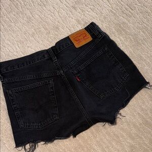 Levi's Black Denim Cutoff Shorts with Raw Hem